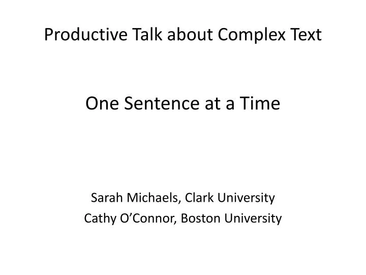 productive talk about complex text