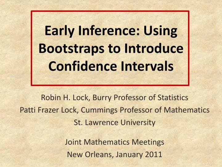 early inference using bootstraps to introduce confidence intervals