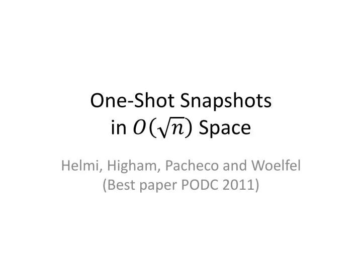 one shot snapshots in space
