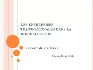 les entreprises transnationales dans la mondialisation