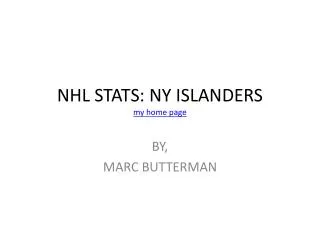 NHL STATS: NY ISLANDERS my home page