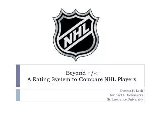 Beyond +/-: A Rating System to Compare NHL Players