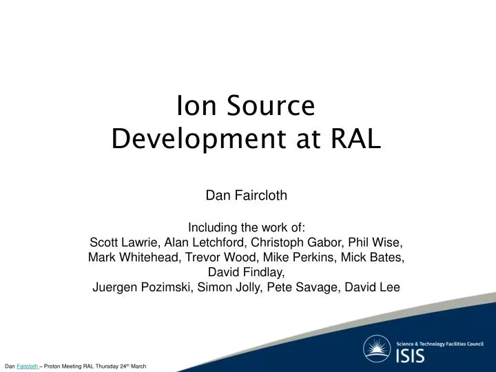 ion source development at ral