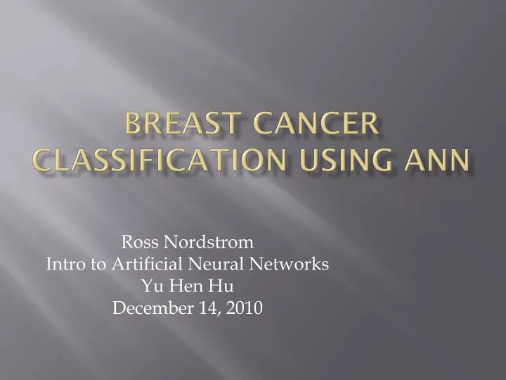 breast cancer classification using ann