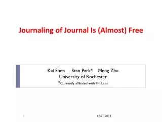 Journaling of Journal Is (Almost) Free