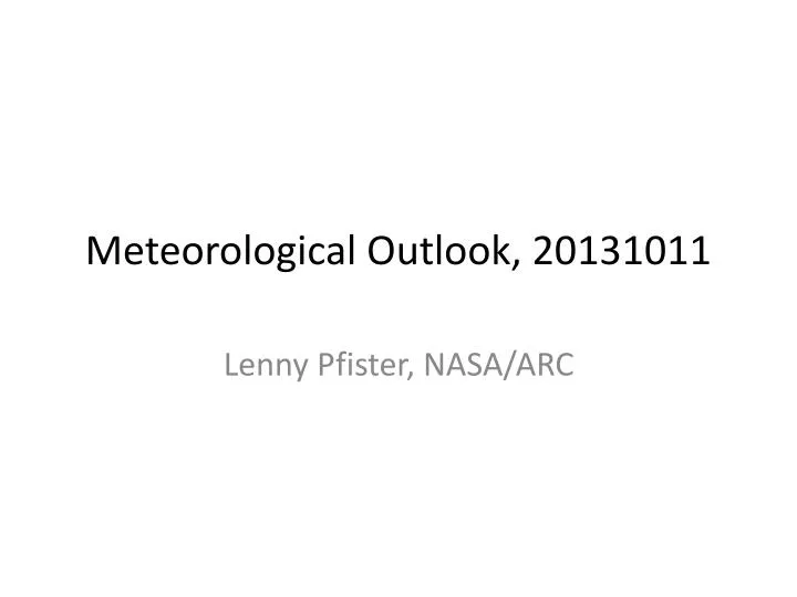 meteorological outlook 20131011