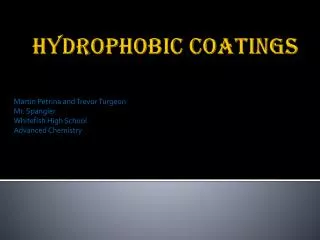 Hydrophobic Coatings