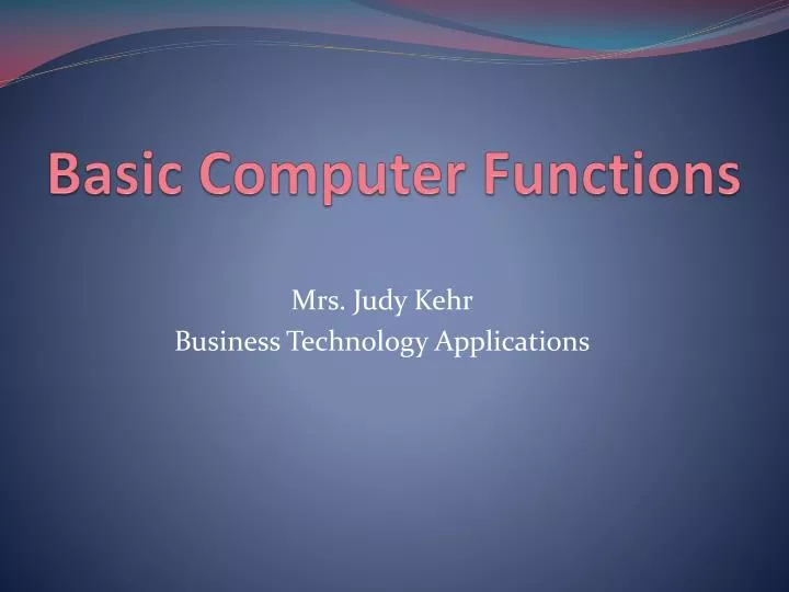 basic computer functions