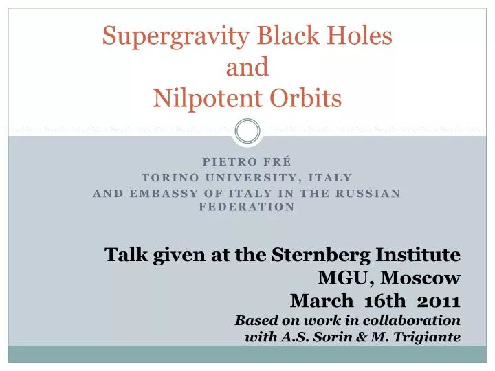 supergravity black holes and nilpotent orbits