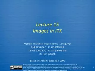 Lecture 15 Images in ITK