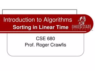 Introduction to Algorithms Sorting in Linear Time