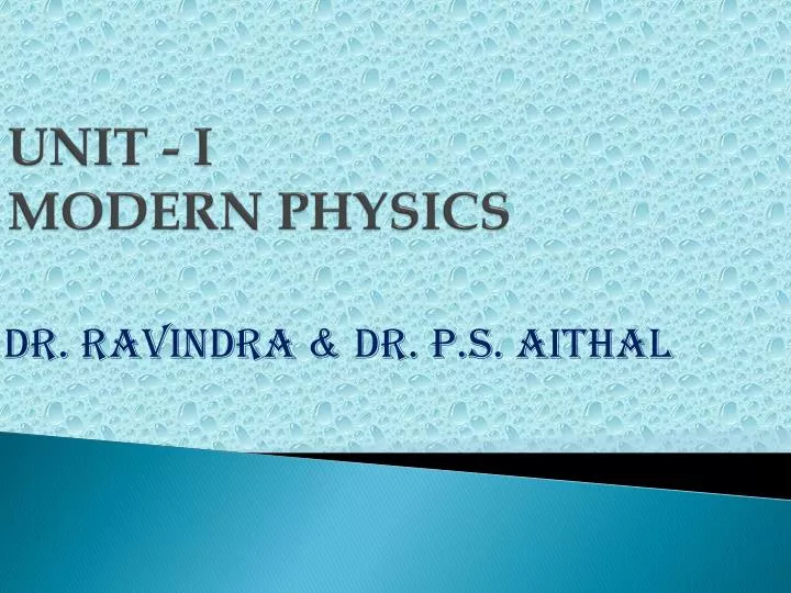 unit i modern physics