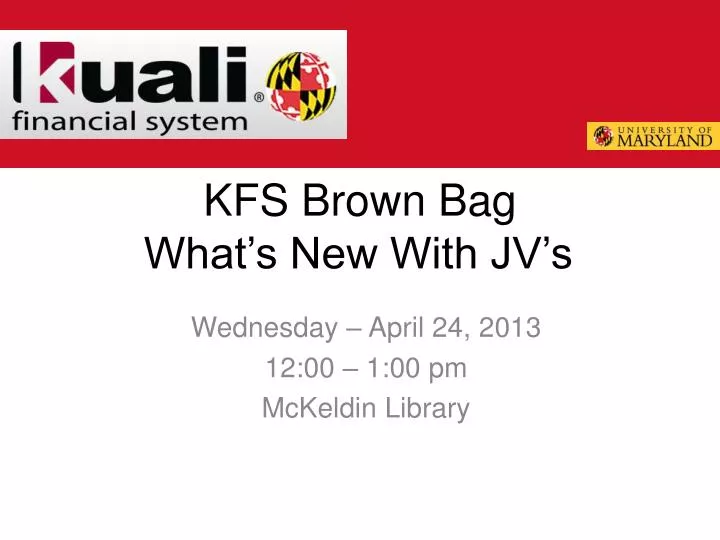 kfs brown bag what s new with jv s