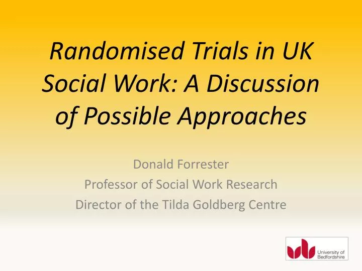 randomised trials in uk social work a discussion of possible approaches
