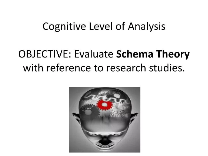cognitive level of analysis objective evaluate schema theory with reference to research studies