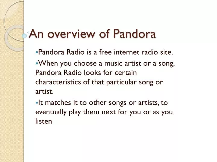 an overview of pandora
