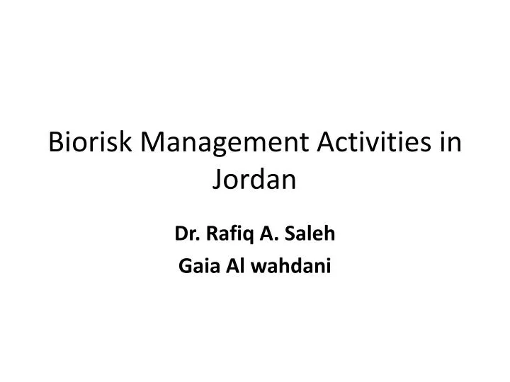 biorisk management activities in jordan