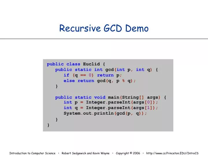 recursive gcd demo