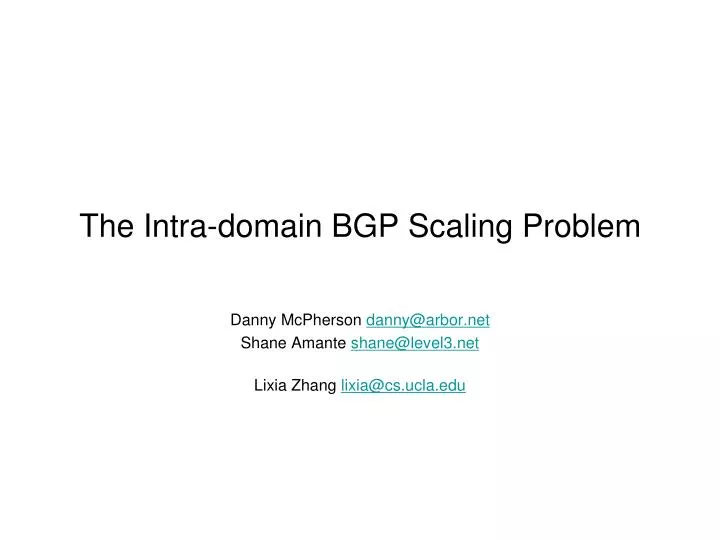 the intra domain bgp scaling problem