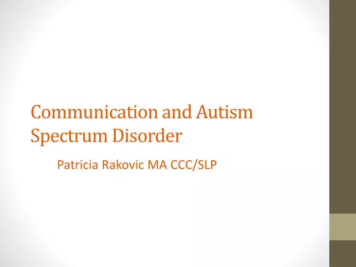 communication and autism spectrum disorder