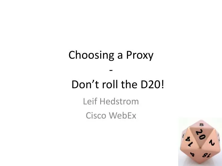 choosing a proxy don t roll the d20