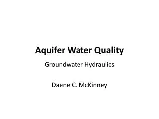 Aquifer Water Quality