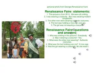 personal photo from Georgia Renaissance Faire Renaissance Faire: statements: