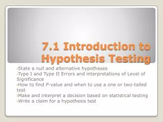 7.1 Introduction to Hypothesis Testing