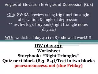 Angles of Elevation &amp; Angles of Depression (G.8)