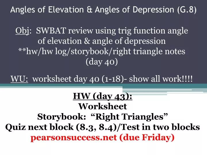 angles of elevation angles of depression g 8