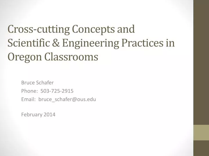 cross cutting concepts and scientific engineering practices in oregon classrooms