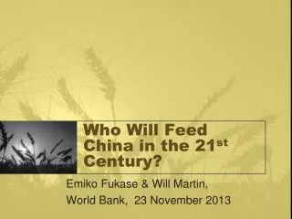 Who Will Feed China in the 21 st Century?
