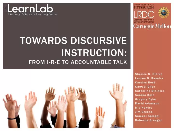 towards discursive instruction from i r e to accountable talk