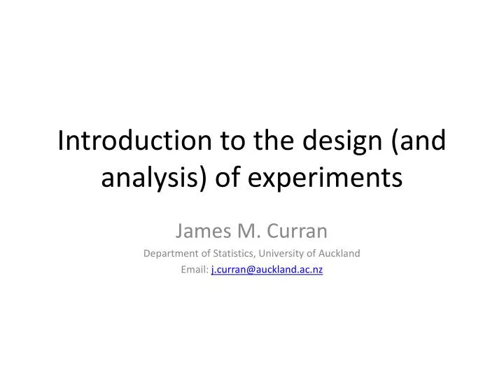 introduction to the design and analysis of experiments