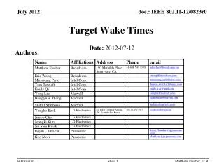 Target Wake Times