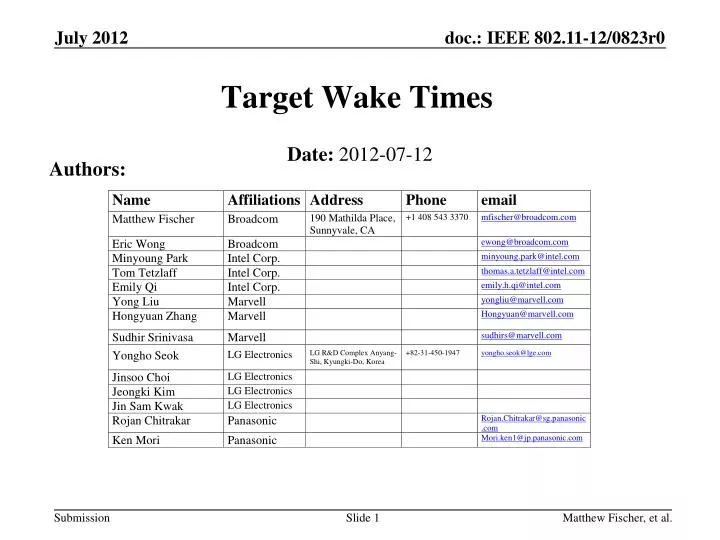 target wake times