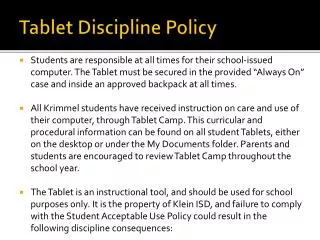 Tablet Discipline Policy