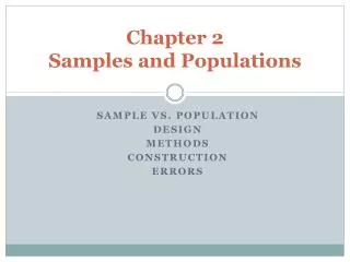 Chapter 2 Samples and Populations