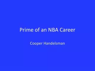 Prime of an NBA Career