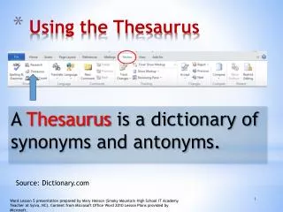 Using the Thesaurus