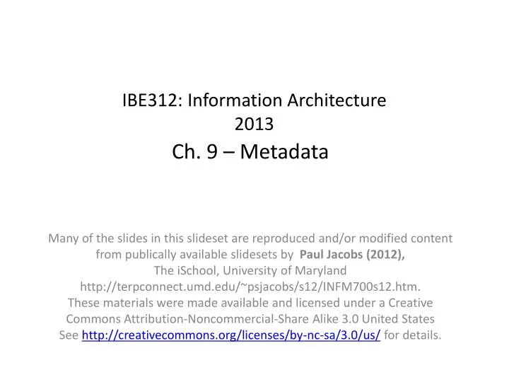ibe312 information architecture 2013