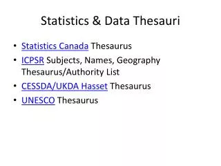 Statistics &amp; Data Thesauri
