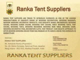 Address : RANKA TENT SUPPLIERS