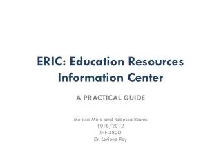 ERIC: Education Resources Information Center