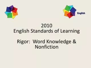 2010 English Standards of Learning Rigor: Word Knowledge &amp; Nonfiction