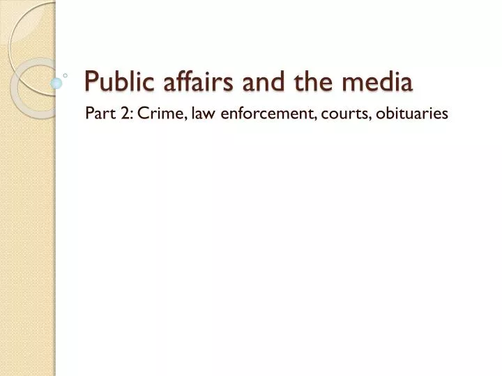 public affairs and the media