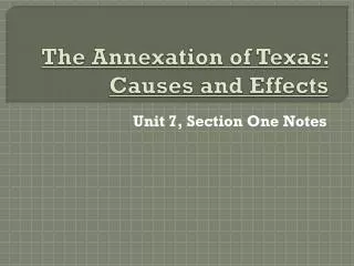 The Annexation of Texas: Causes and Effects