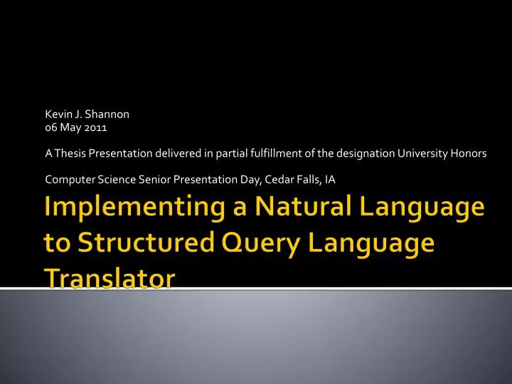implementing a natural language to structured query language translator