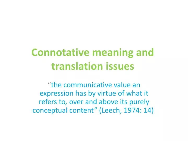 connotative meaning and translation issues