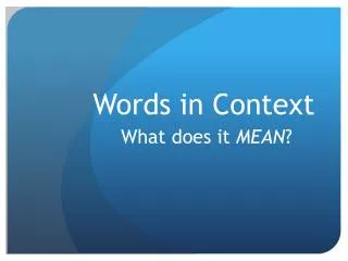 Words in Context